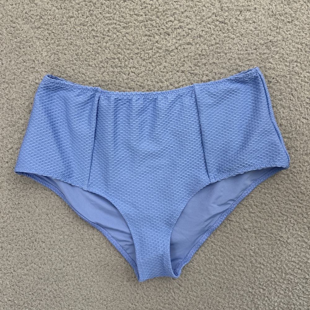 NWT Aerie Swim High Waisted Full Coverage Bikini Bottom‎ Blue Women Large